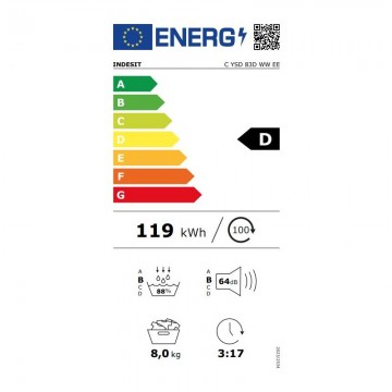 Indesit C YSD 83D WW EE Στεγνωτήριο 8kg D με Αντλία Θερμότητας